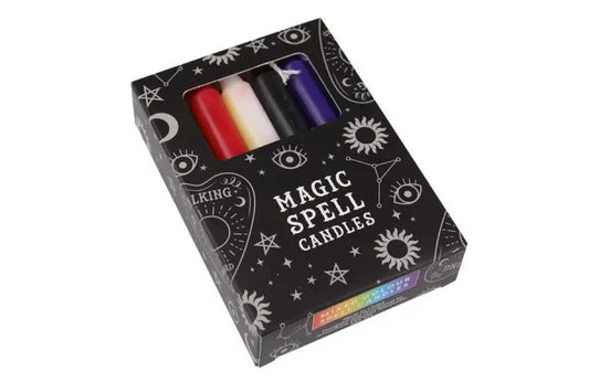 12 Pack of 10cm Magic Spell Candles Multi Coloured Rainbow (Tapered Shape)